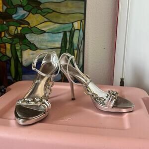 marichi mani silver green chain link heels shoes